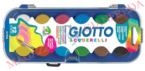 GIOTTO ACQUERELLI, ASTUCCIO 12 COLORI FILA ASSORTITI IN PASTIGLIE Ø MM 30